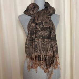 Pashmina Elegant Brown Patterned Scarf